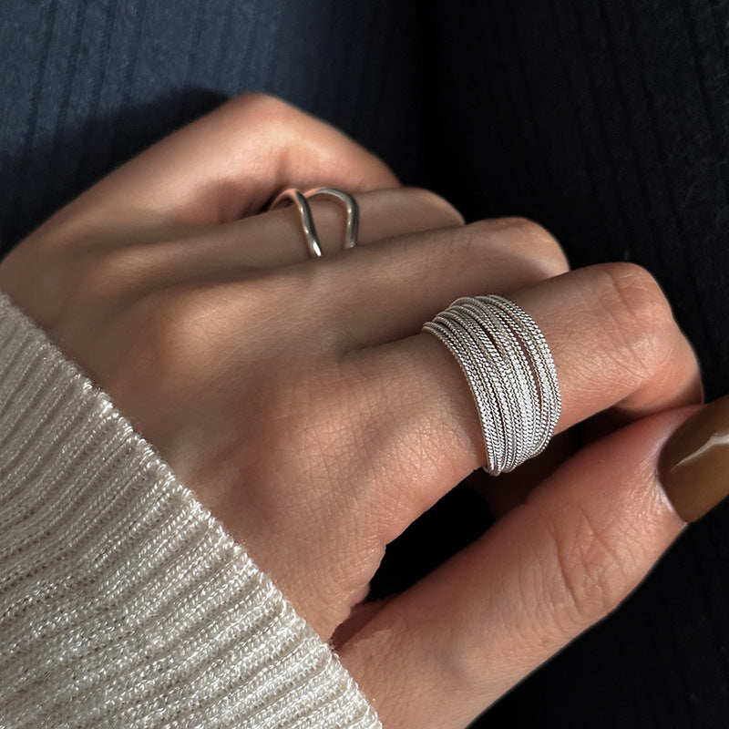 (limited offer) Silver Multilayer Twining Ring Minimalism Style Ring For Woman