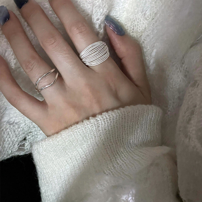 (limited offer) Silver Multilayer Twining Ring Minimalism Style Ring For Woman