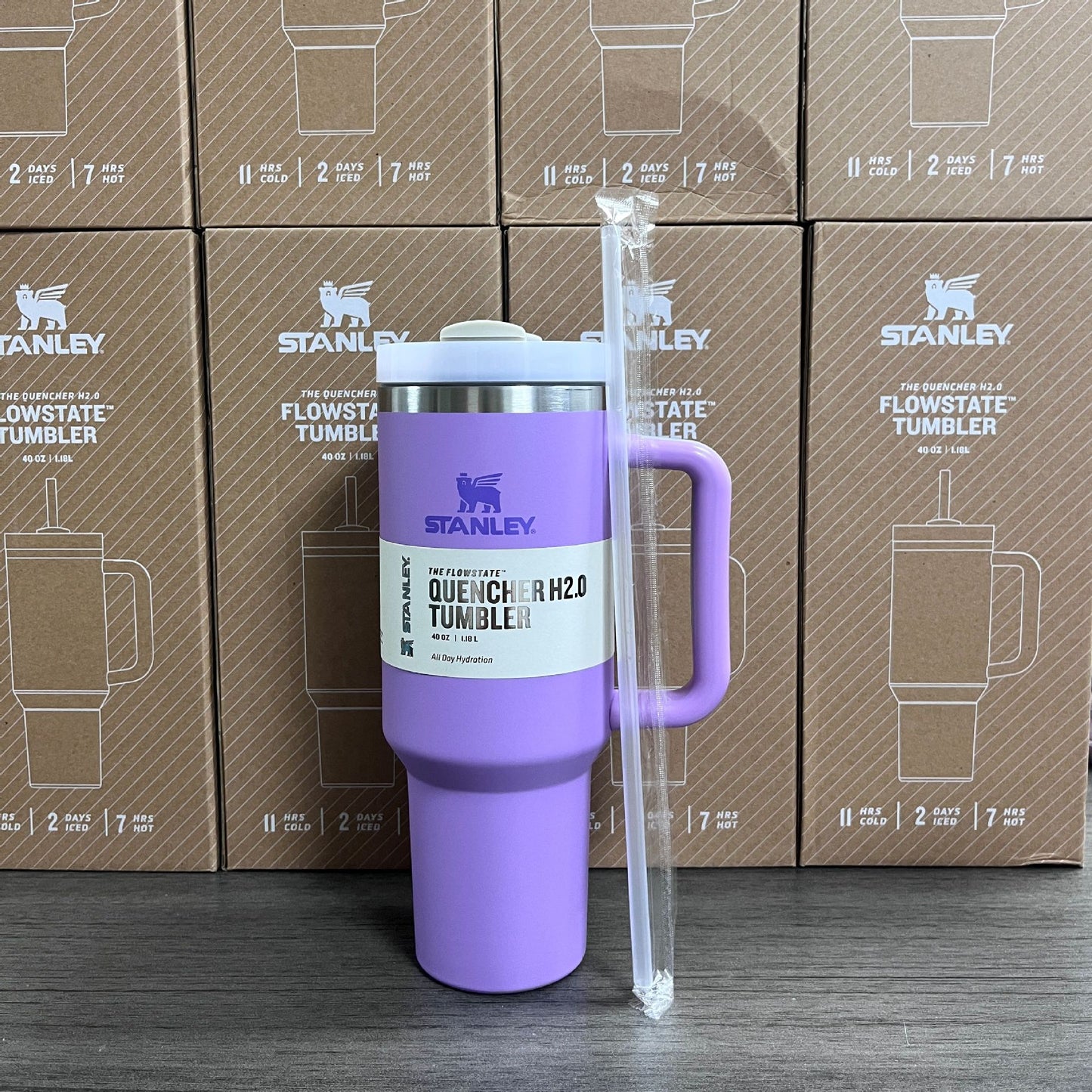(Factory Surplus) Stanley Quencher H2.0 FlowState Stainless Steel Vacuum Insulated Tumbler with Lid and Straw for Water, Iced Tea or Coffee