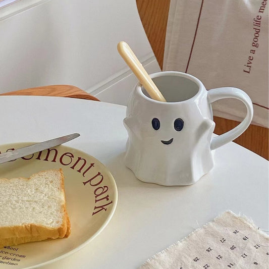 Halloween Style Ghost Ceramic Coffee Mug Tea Cup Pottery Coffee Mug Gift for Office and Home for ages 15+