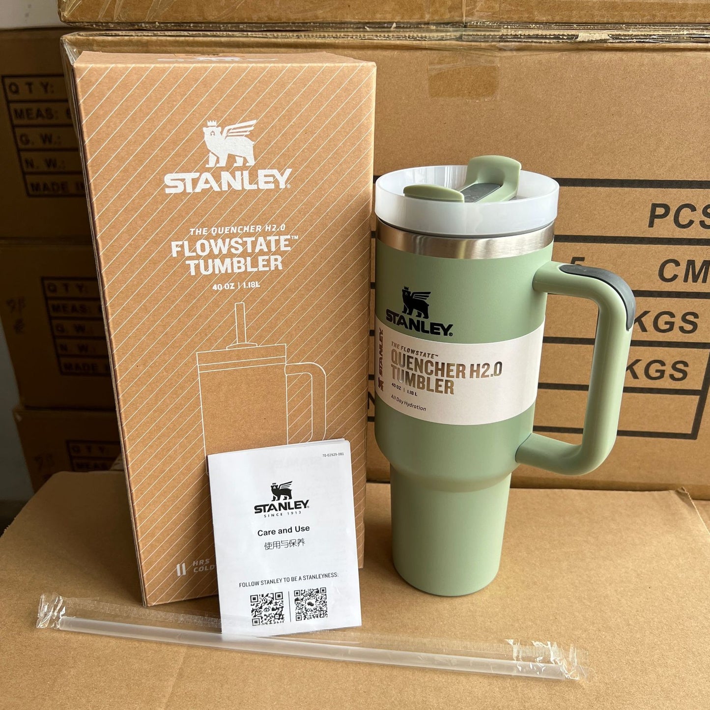 (Factory Surplus) Stanley Quencher H2.0 FlowState Stainless Steel Vacuum Insulated Tumbler with Lid and Straw for Water, Iced Tea or Coffee