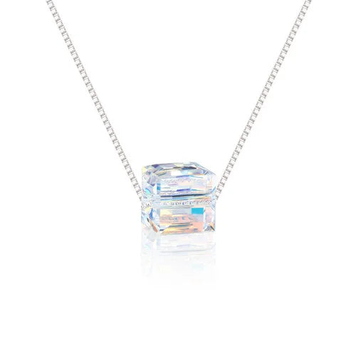 Swarovski 8mm Cube with 925 Sterling Silver Chain Necklace