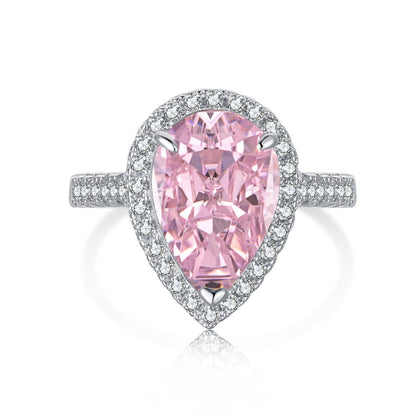 PINK S925 Sterling Silver AAAAA Lab Zircon Super Sparkling Diamond Ring Promising Ring Fashion Women's Ring