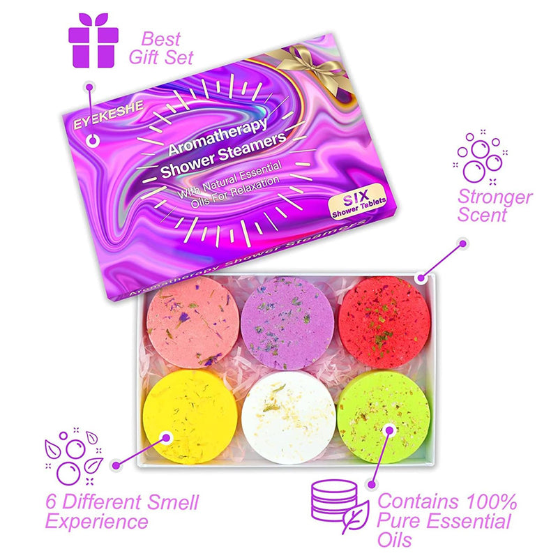 Aromatherapy Shower Steamers, 6 Pack Shower Bombs with Essential Oil