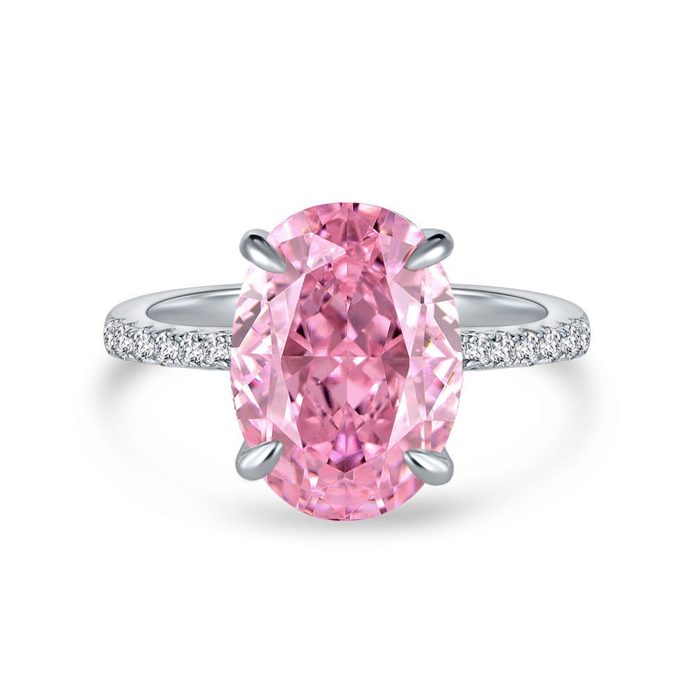 PINK S925 Sterling Silver AAAAA Lab Zircon Super Sparkling Diamond Ring Promising Ring Fashion Women's Ring