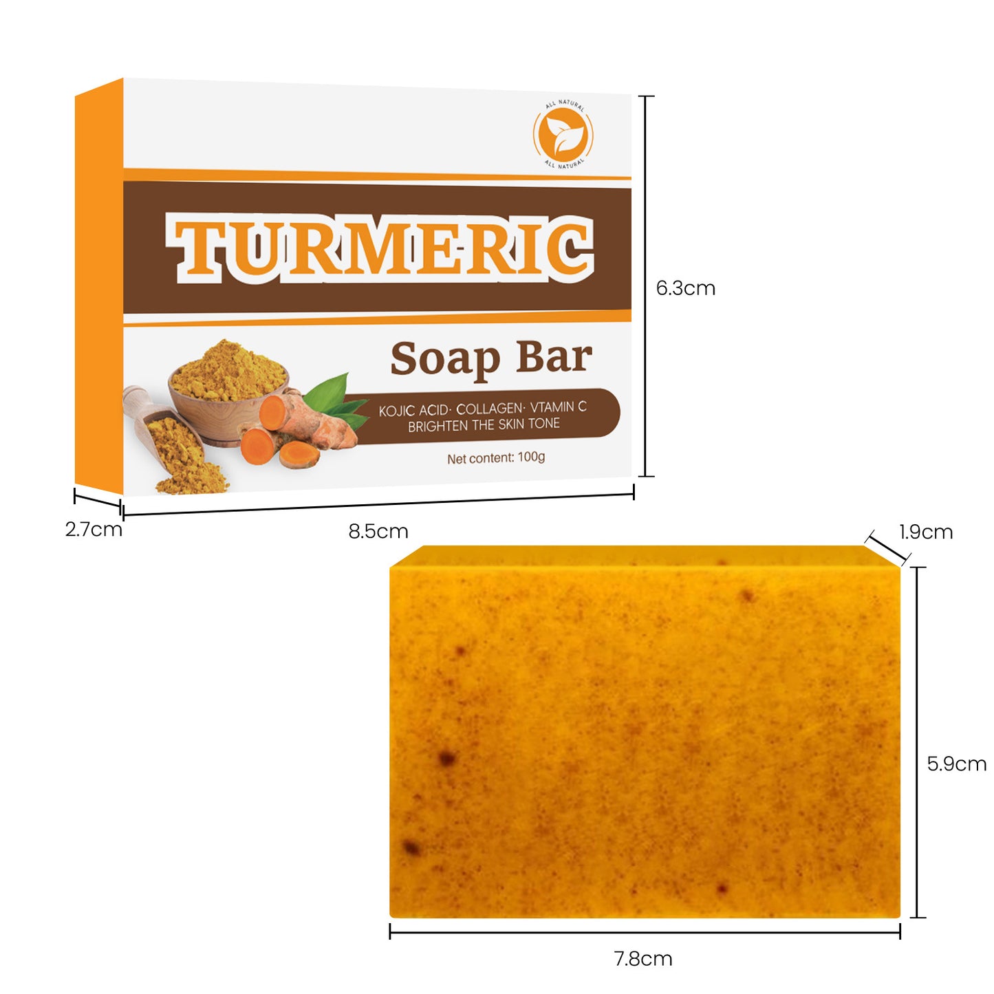 Turmeric Soap Bar for Face and Body - Natural Handmade Soap for Acne, Dark Spots and Smooth Skin