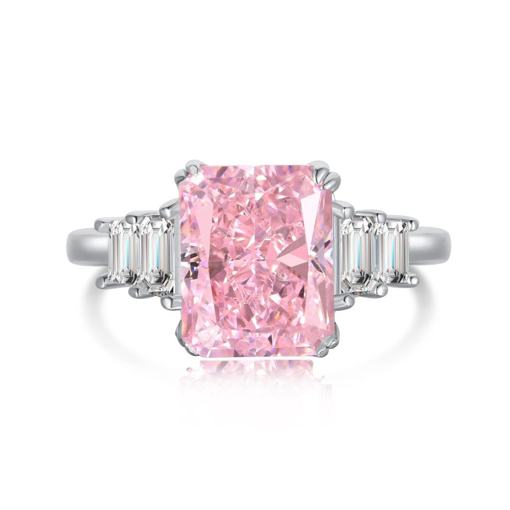 PINK S925 Sterling Silver AAAAA Lab Zircon Super Sparkling Diamond Ring Promising Ring Fashion Women's Ring