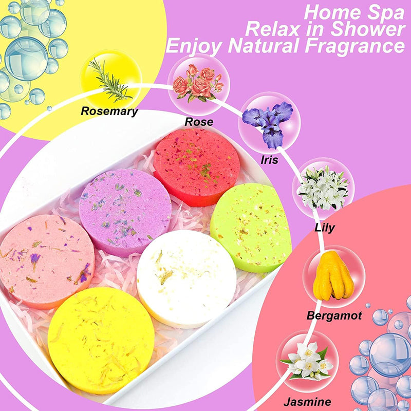 Aromatherapy Shower Steamers, 6 Pack Shower Bombs with Essential Oil