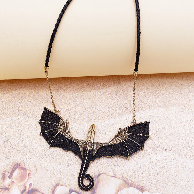 Halloween Leather String Bat Necklace