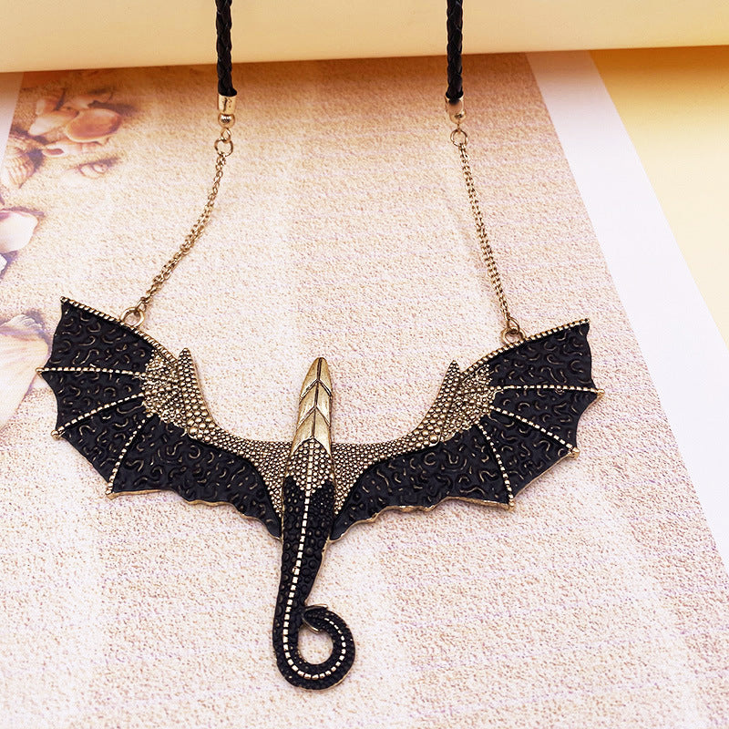 Halloween Leather String Bat Necklace