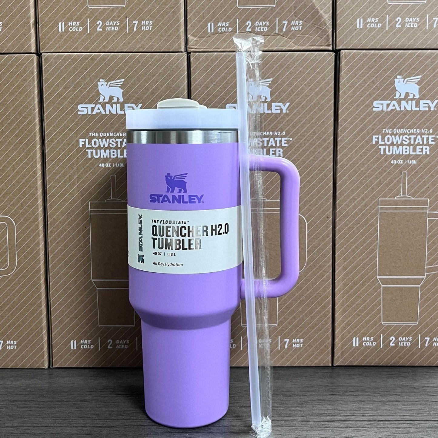 (Factory Surplus) Stanley Quencher H2.0 FlowState Stainless Steel Vacuum Insulated Tumbler with Lid and Straw for Water, Iced Tea or Coffee