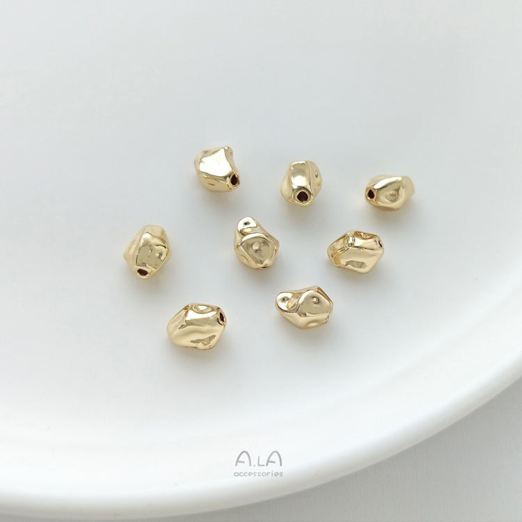 A14-14K gold plated Irregular stone beads with baroque style spacers