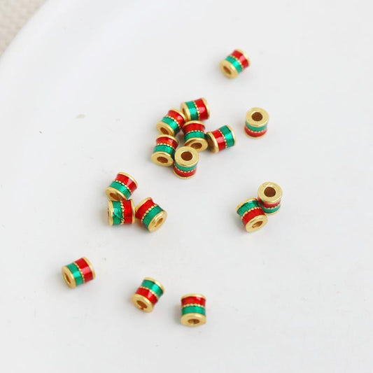 A12-14k gold plated colorful oil barrel shape spacer 3.5X4mm for jewelry making leather strap charm