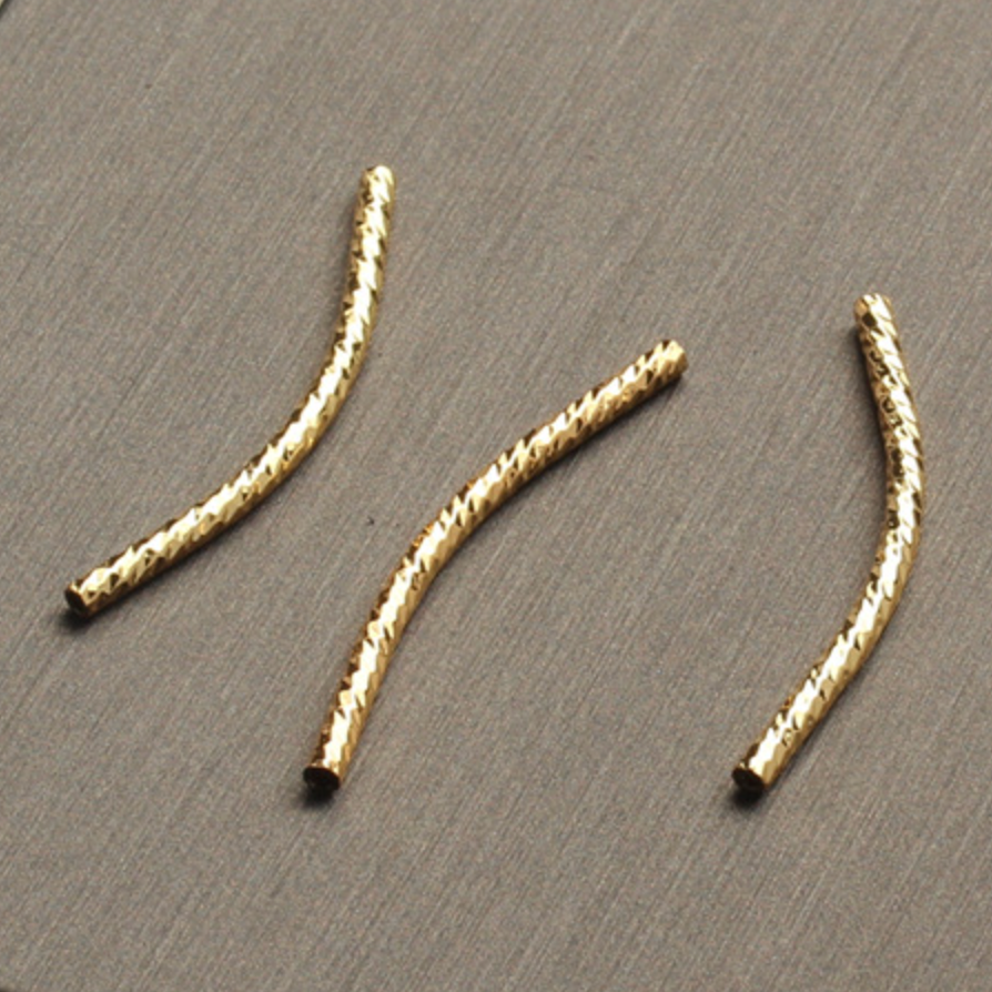 A6-14K gold-plated curved tube bracelet/necklace beading material for jewellery making