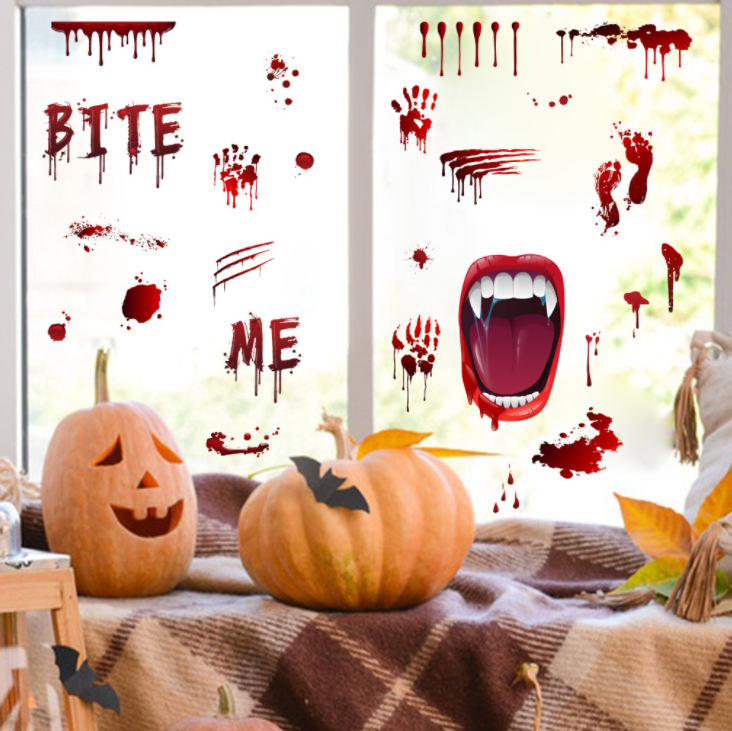 Halloween Blood Prints Decorative Wall Stickers