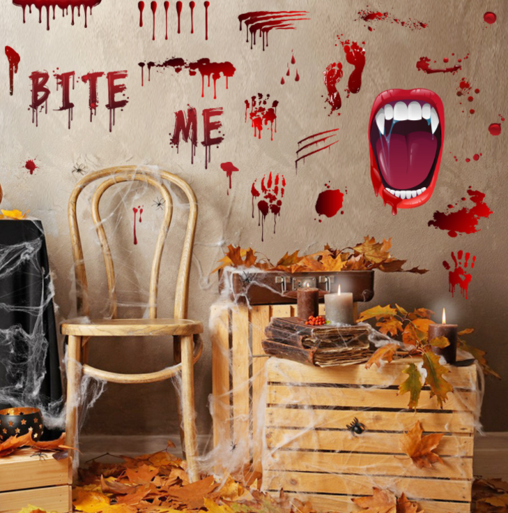 Halloween Blood Prints Decorative Wall Stickers