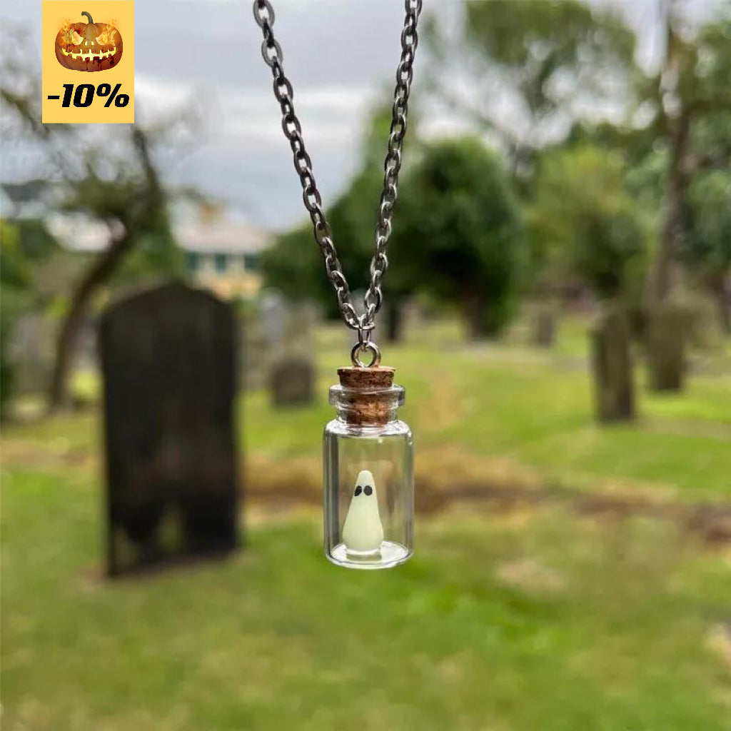 Halloween Drift Bottle Glow-in-the-Dark Ghost Necklace