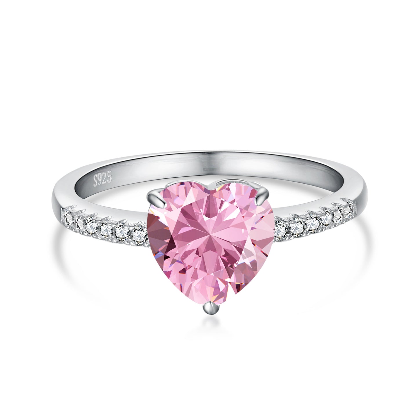 PINK S925 Sterling Silver AAAAA Lab Zircon Super Sparkling Diamond Ring Promising Ring Fashion Women's Ring