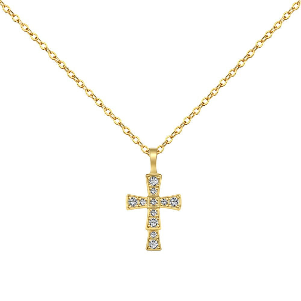 CROSS S925 Sterling Silver Zirconia Super Sparkling Necklace Hippop Necklace