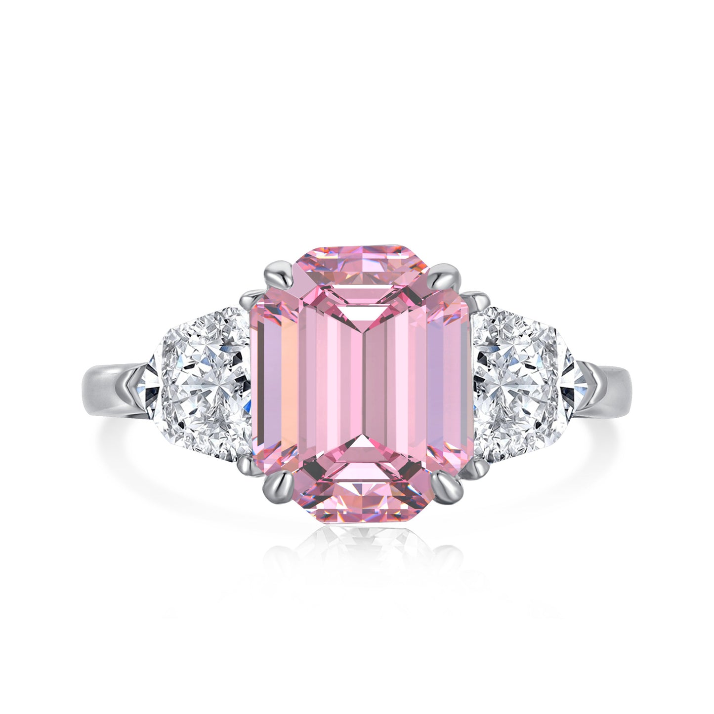 PINK S925 Sterling Silver AAAAA Lab Zircon Super Sparkling Diamond Ring Promising Ring Fashion Women's Ring