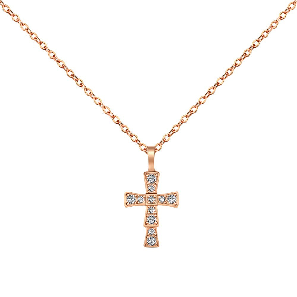 CROSS S925 Sterling Silver Zirconia Super Sparkling Necklace Hippop Necklace