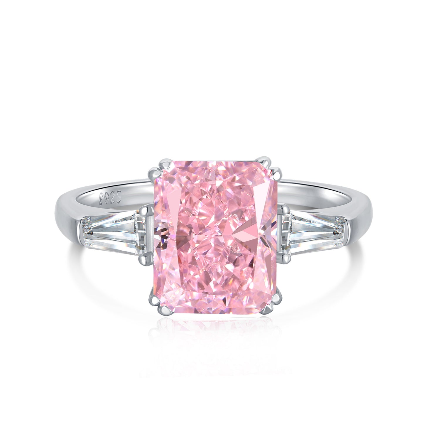 PINK S925 Sterling Silver AAAAA Lab Zircon Super Sparkling Diamond Ring Promising Ring Fashion Women's Ring