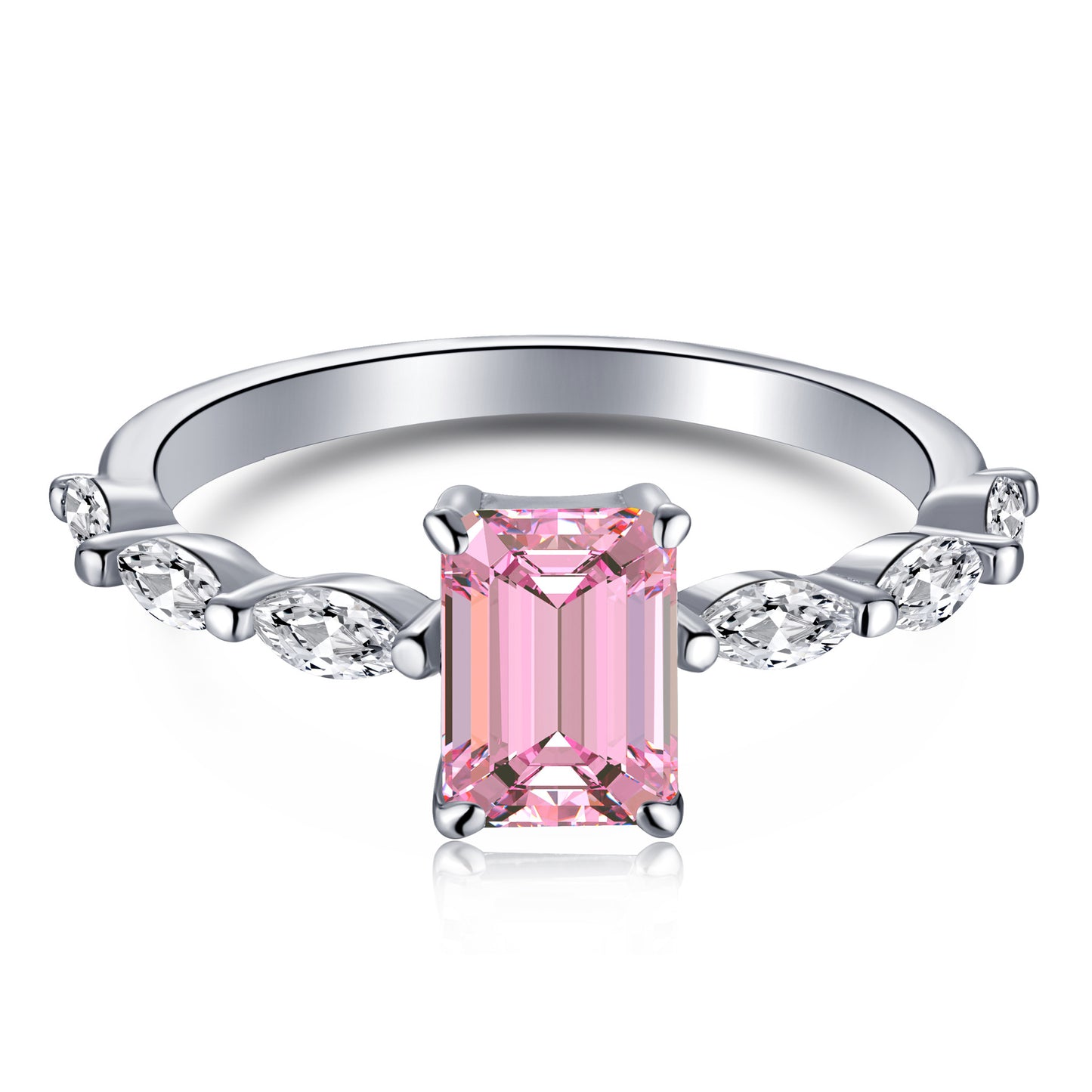 PINK S925 Sterling Silver AAAAA Lab Zircon Super Sparkling Diamond Ring Promising Ring Fashion Women's Ring