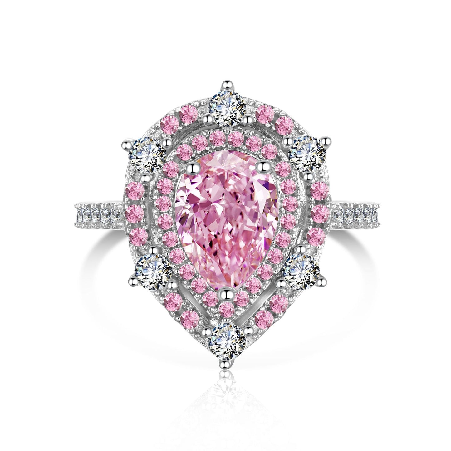 PINK S925 Sterling Silver AAAAA Lab Zircon Super Sparkling Diamond Ring Promising Ring Fashion Women's Ring