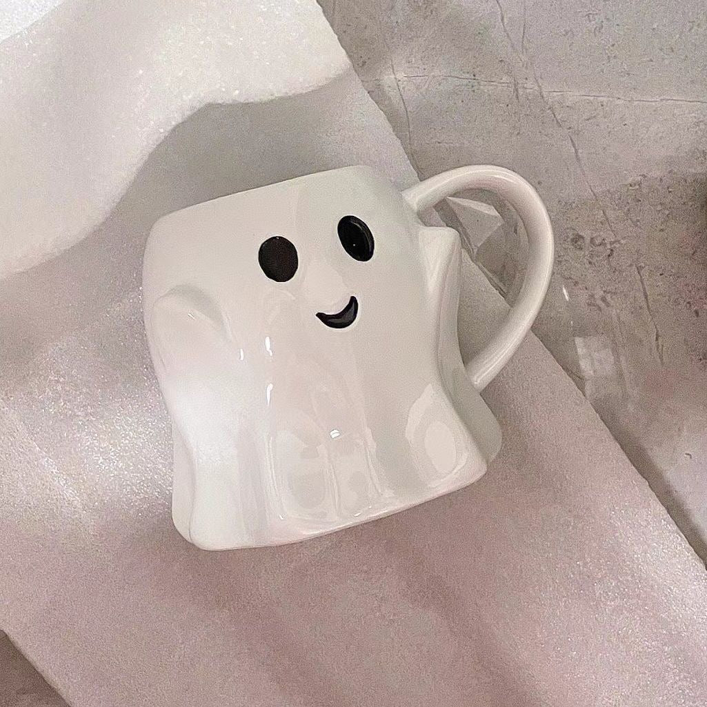 Halloween Style Ghost Ceramic Coffee Mug Tea Cup Pottery Coffee Mug Gift for Office and Home for ages 15+