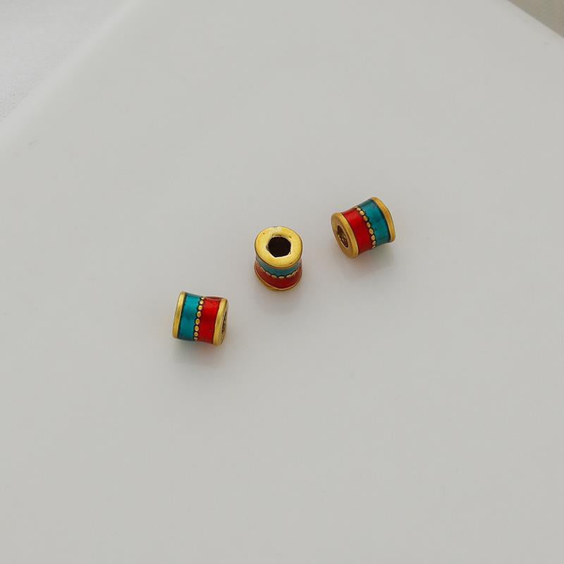 A12-14k gold plated colorful oil barrel shape spacer 3.5X4mm for jewelry making leather strap charm