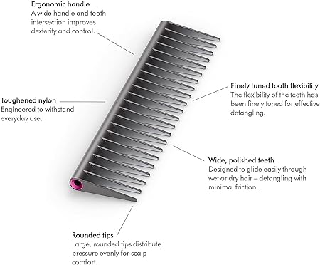 Dyson Ultimate Designed Detangling Comb and Paddle Brush Compatible with Dyson Supersonic Hair Dryer