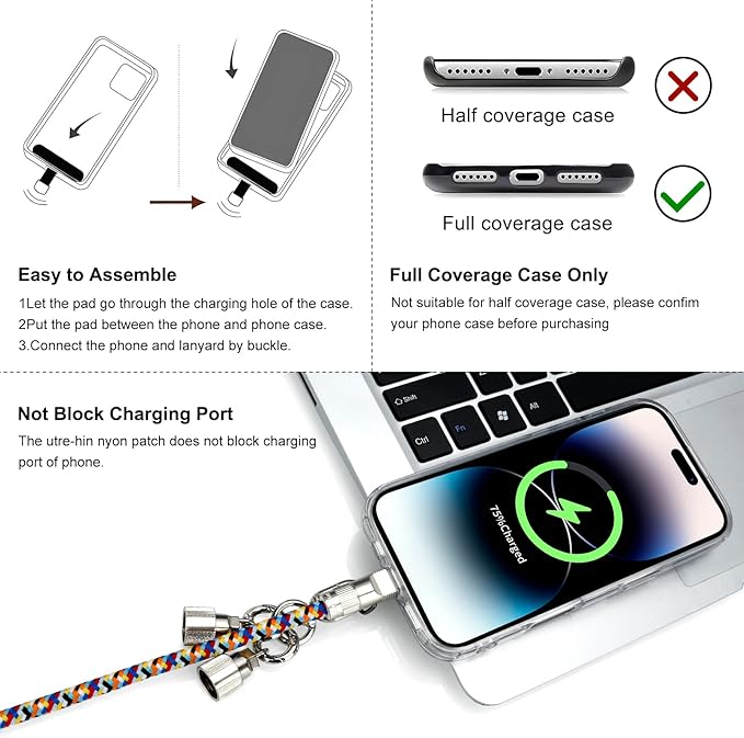 2 IN 1 Hand-Free Phone Charge Strap Cross Body/Hand-held 65W Charging Cable