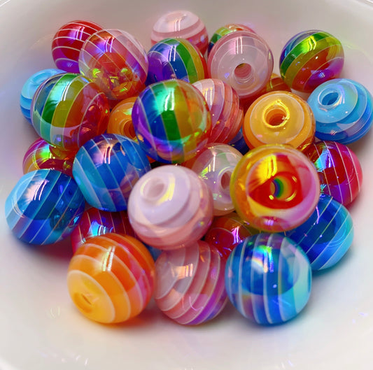 Rainbow strap UV coated beads for crafts jewelry etc for ages 15+