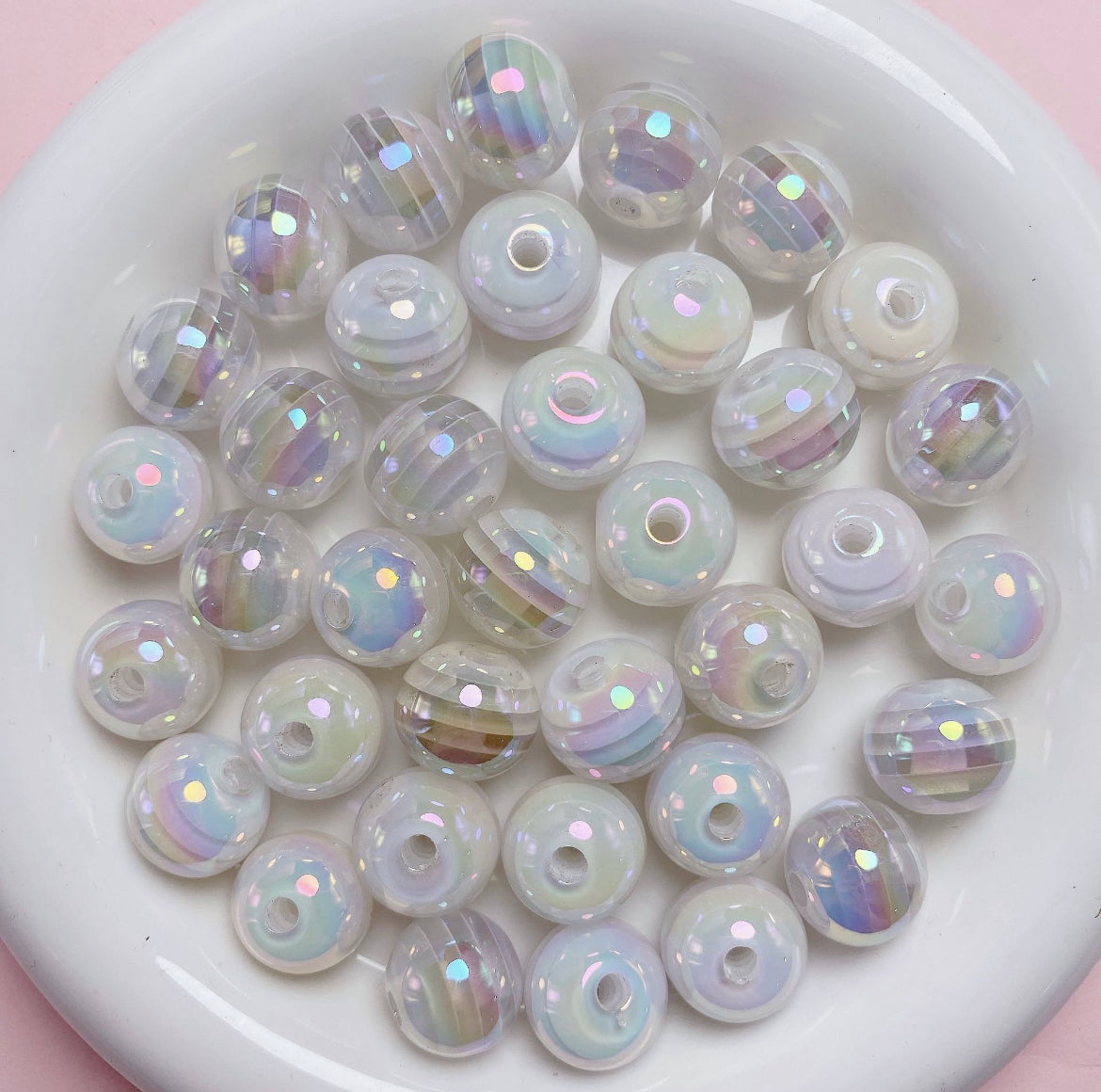 Rainbow strap UV coated beads for crafts jewelry etc for ages 15+