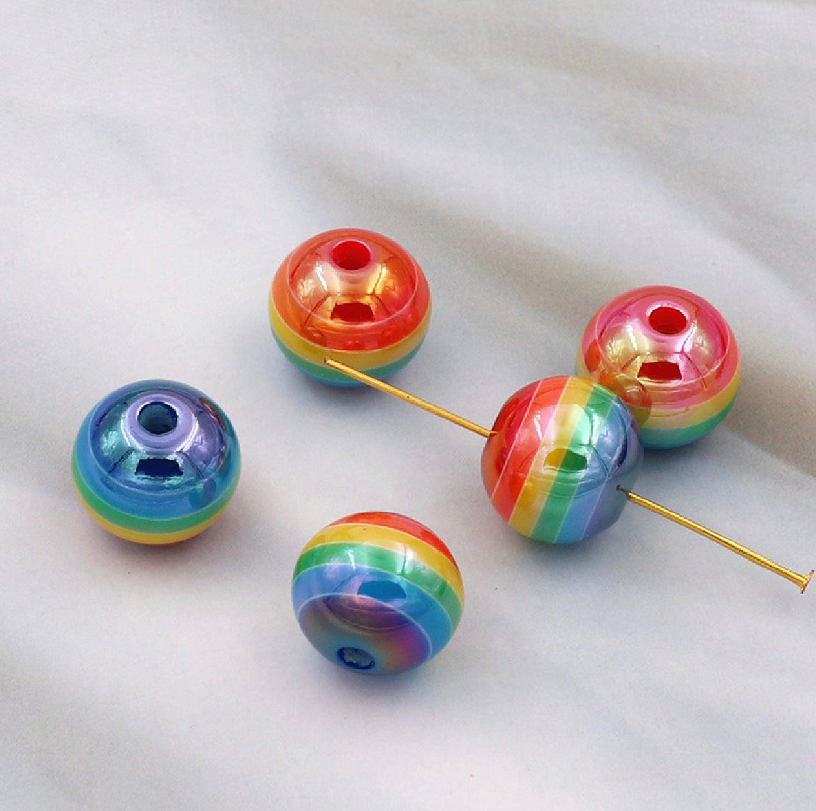 Rainbow strap UV coated beads for crafts jewelry etc for ages 15+