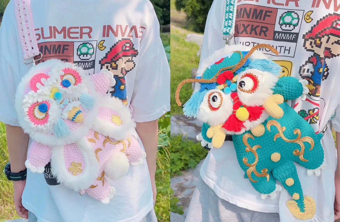 Handmade Chinese Dragon Knitted Bag For Kids