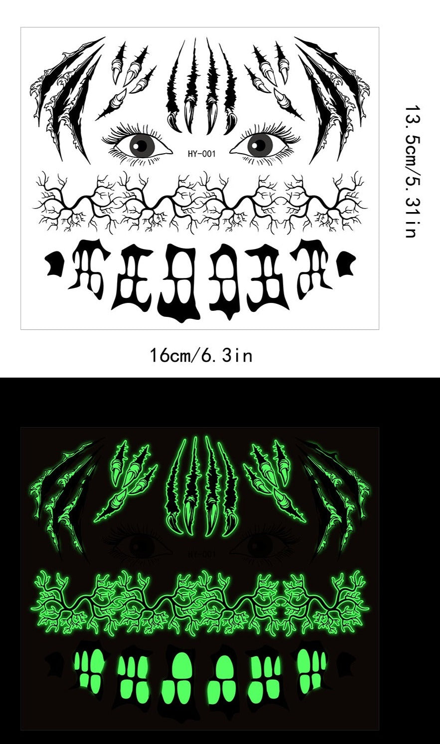 Halloween Glow-in-the-Dark Tattoo Stickers