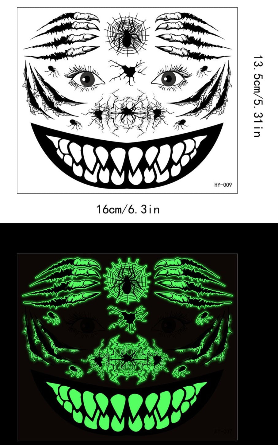 Halloween Glow-in-the-Dark Tattoo Stickers