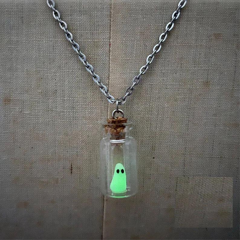 Halloween Drift Bottle Glow-in-the-Dark Ghost Necklace