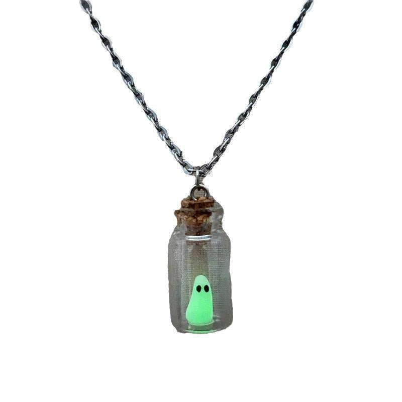 Halloween Drift Bottle Glow-in-the-Dark Ghost Necklace