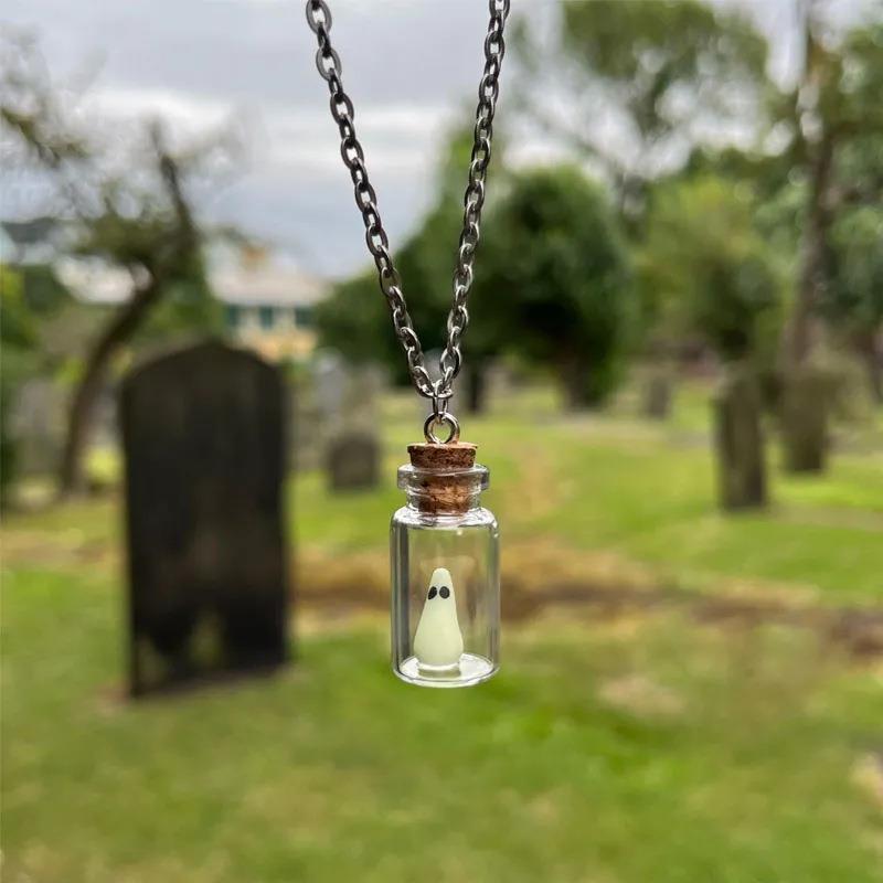 Halloween Drift Bottle Glow-in-the-Dark Ghost Necklace