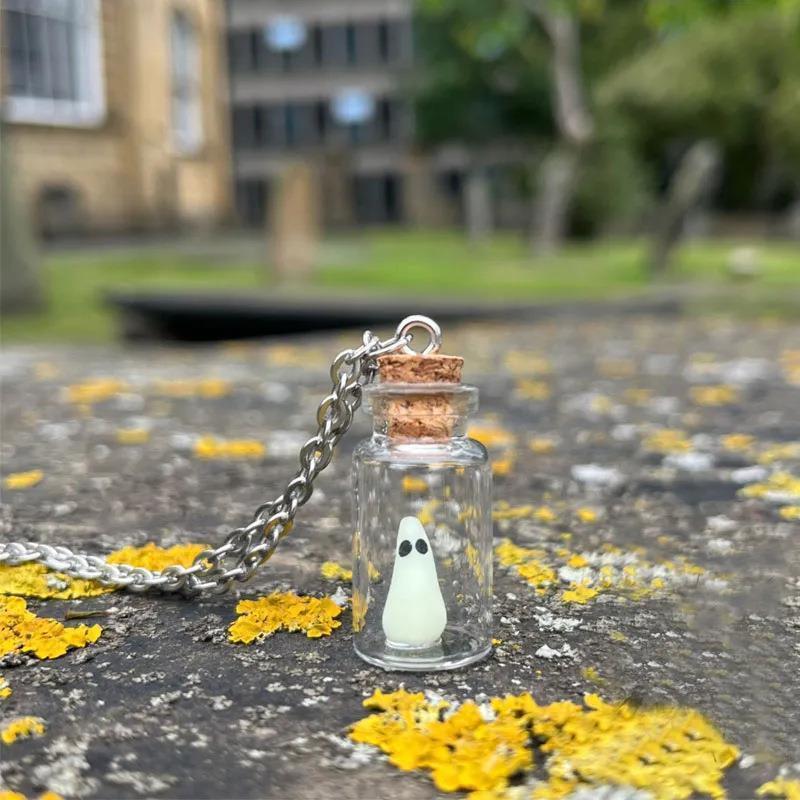 Halloween Drift Bottle Glow-in-the-Dark Ghost Necklace