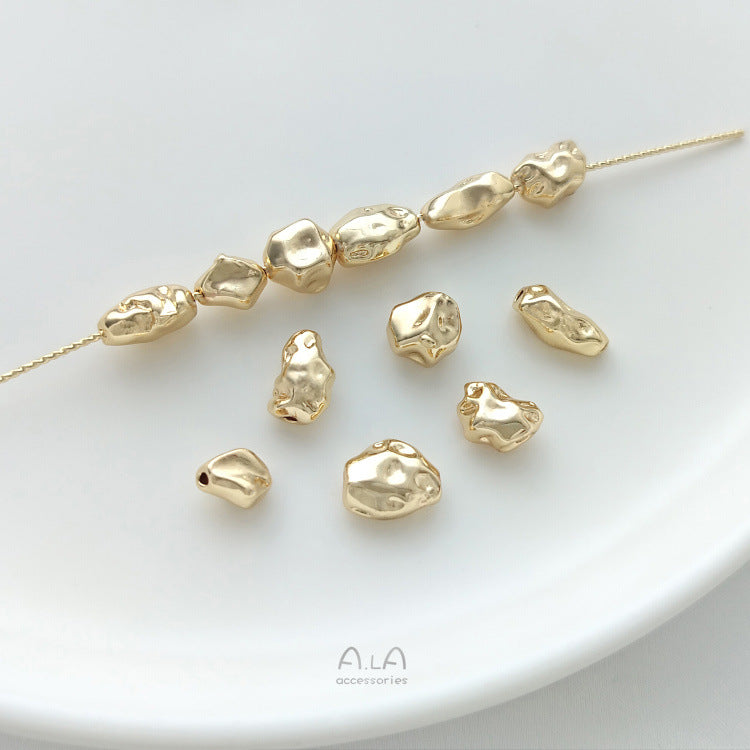 A14-14K gold plated Irregular stone beads with baroque style spacers