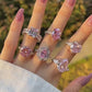 PINK S925 Sterling Silver AAAAA Lab Zircon Super Sparkling Diamond Ring Promising Ring Fashion Women's Ring