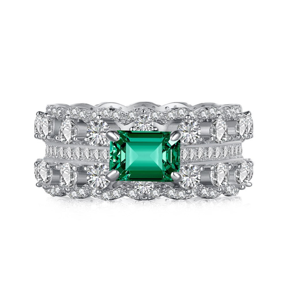 EMERALD S925 Sterling Silver AAAAA Lab Zircon Super Sparkling Diamond Ring Promising Ring Fashion Women's Ring