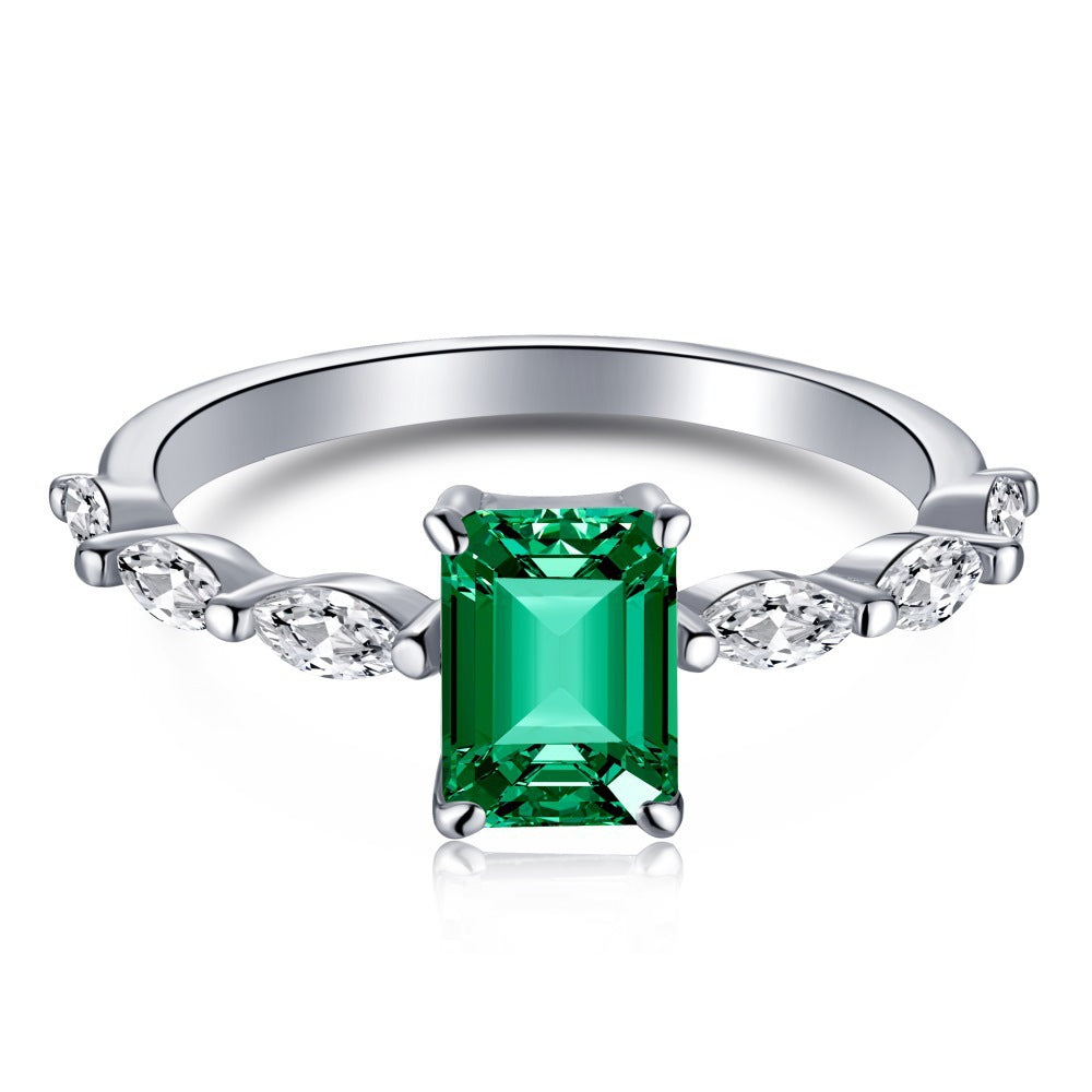 EMERALD S925 Sterling Silver AAAAA Lab Zircon Super Sparkling Diamond Ring Promising Ring Fashion Women's Ring