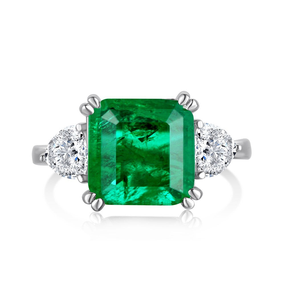 EMERALD S925 Sterling Silver AAAAA Lab Zircon Super Sparkling Diamond Ring Promising Ring Fashion Women's Ring