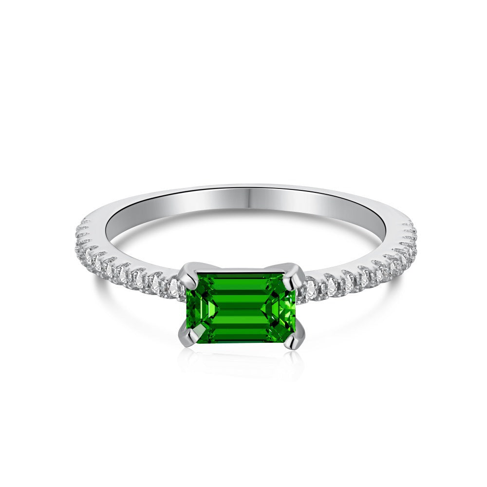 EMERALD S925 Sterling Silver AAAAA Lab Zircon Super Sparkling Diamond Ring Promising Ring Fashion Women's Ring