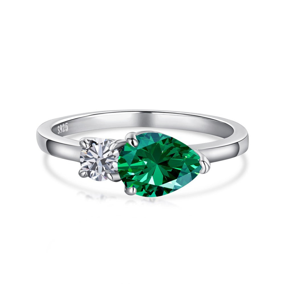 EMERALD S925 Sterling Silver AAAAA Lab Zircon Super Sparkling Diamond Ring Promising Ring Fashion Women's Ring