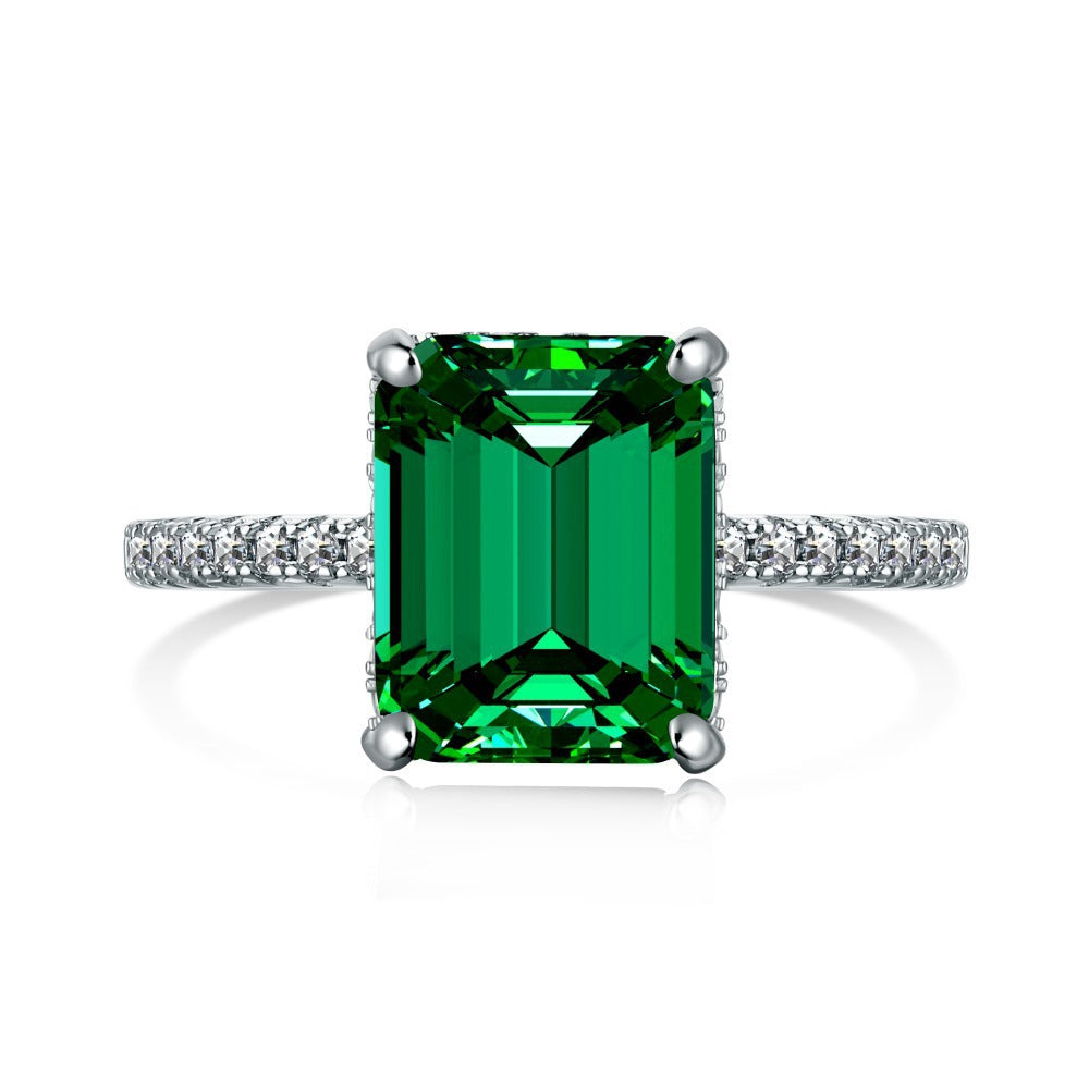 EMERALD S925 Sterling Silver AAAAA Lab Zircon Super Sparkling Diamond Ring Promising Ring Fashion Women's Ring